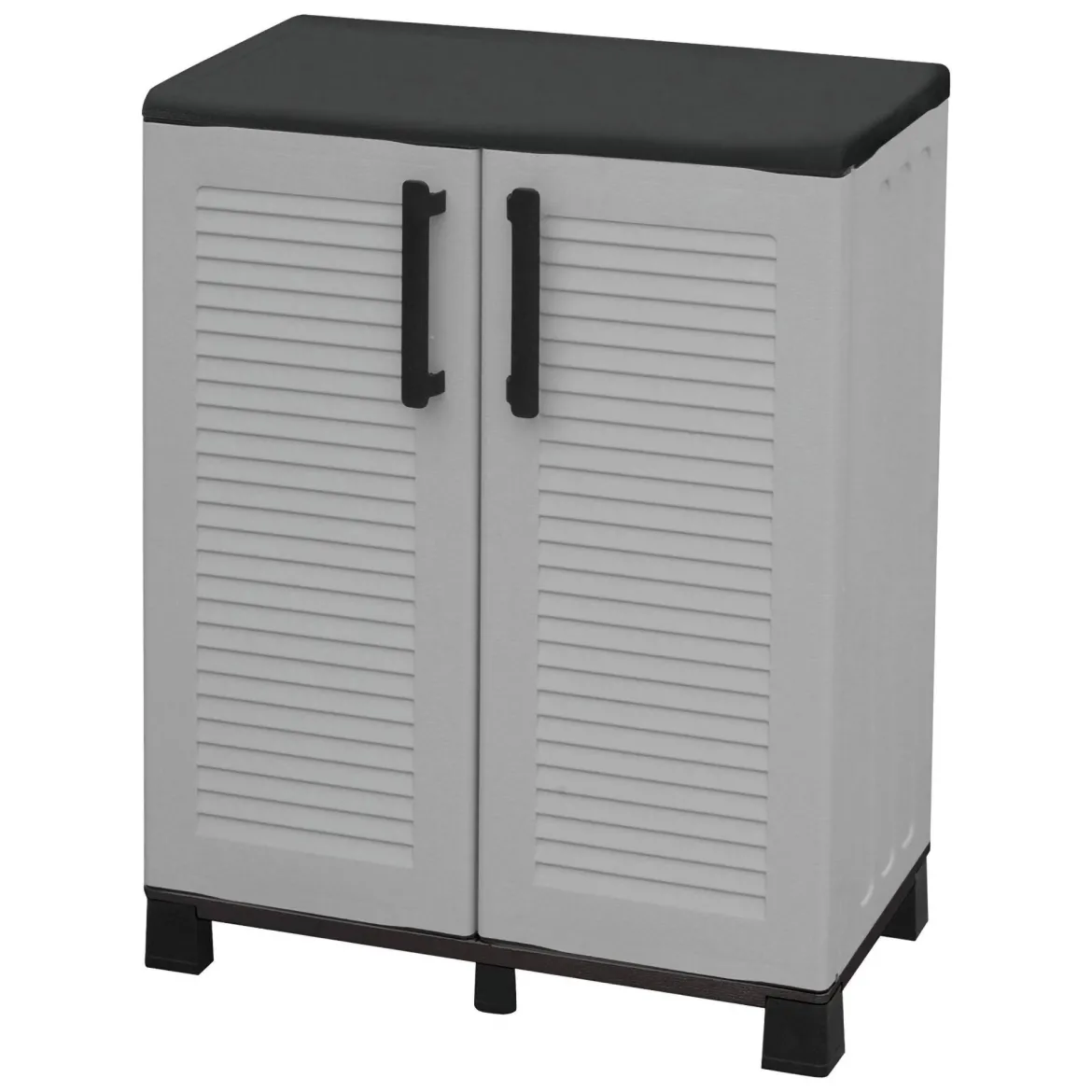 Armadio in plastica 2 ante grigio e nero 68x163h cm - Akina