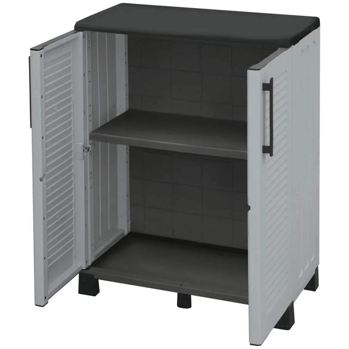 Armadio in plastica 2 ante grigio e nero 68x163h cm - Akina
