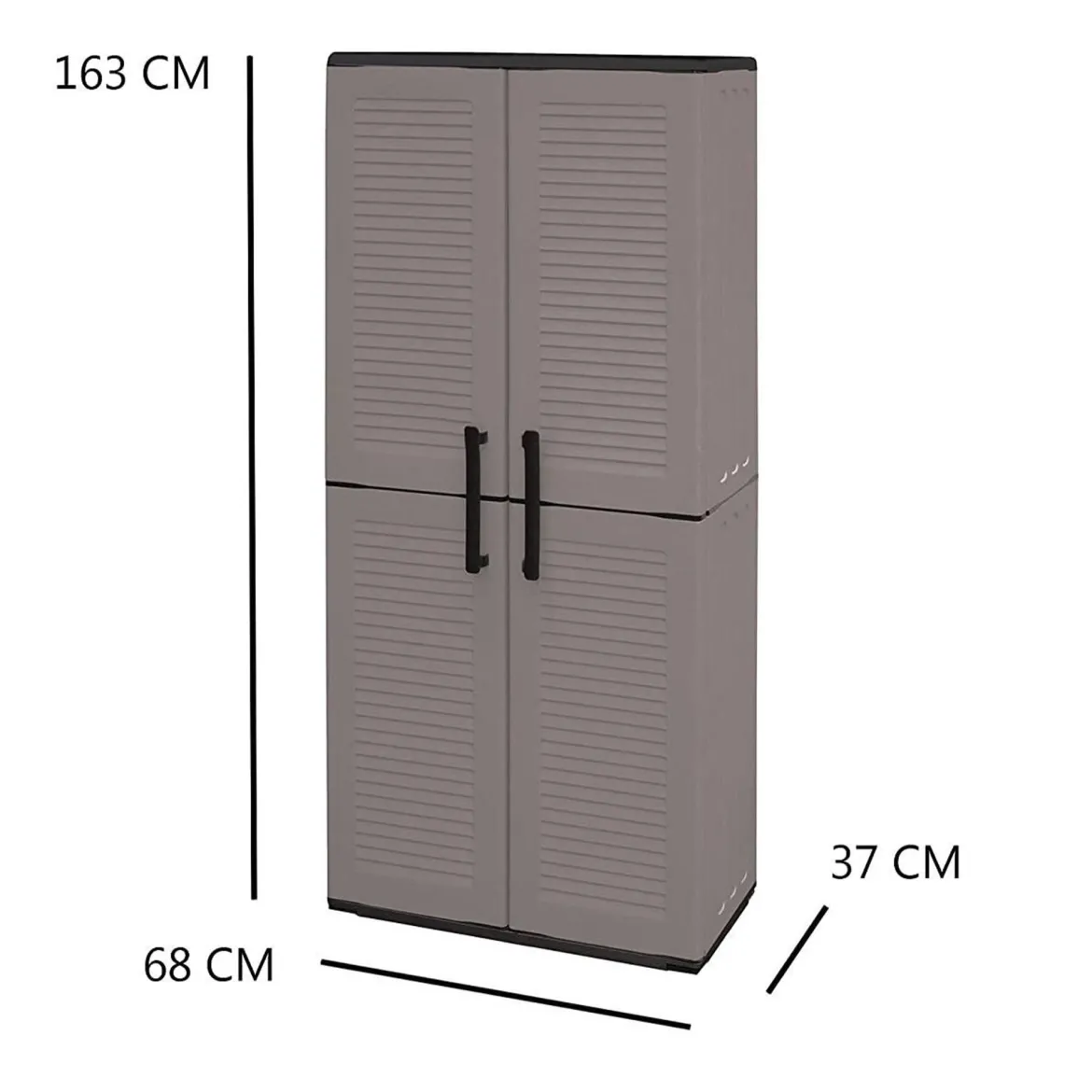 Armadio in plastica impermeabile grigio e nero 68x163h cm - Akina
