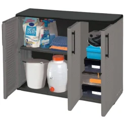 Armadio in plastica minimal 3 ante grigio e nero 102x84h cm - Aranka