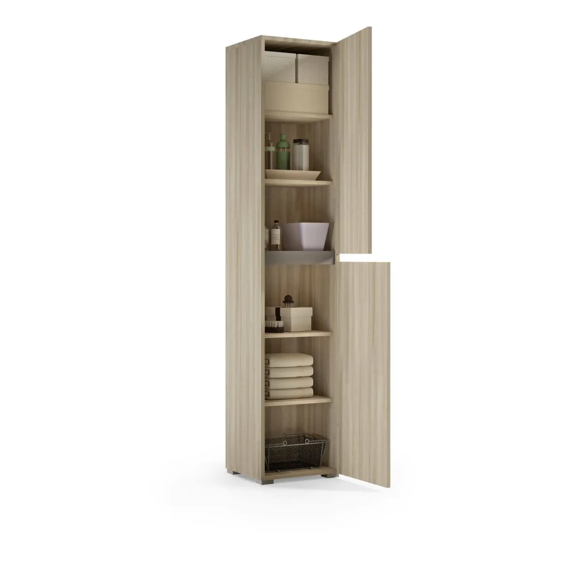 Armadio legno chiaro multiuso 45x195h cm - Daisuke