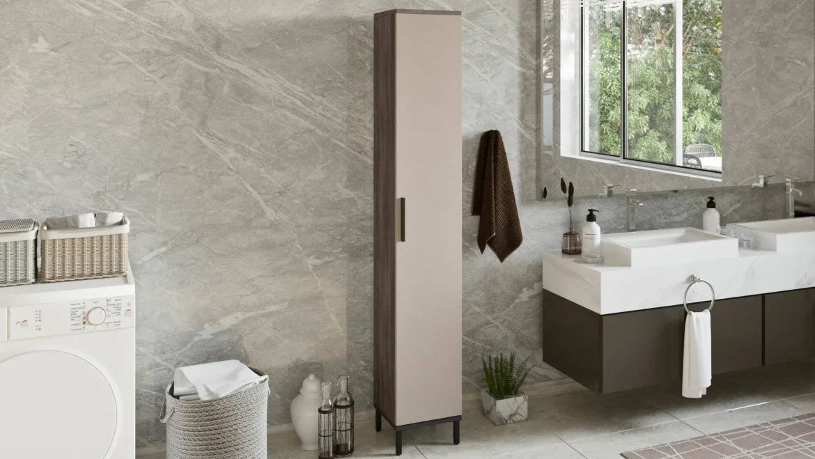 Armadio marrone e antracite slim 29x183h cm - Eusebe