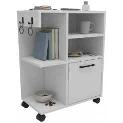 Armadio Multiuso 1 Anta Bianco 5 Ripiani Un'anta 81x60h cm, 5 Vani - Fornelli