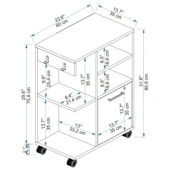 Armadio Multiuso 1 Anta Bianco 5 Ripiani Un'anta 81x60h cm, 5 Vani - Fornelli