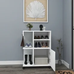 Armadio Multiuso 1 Anta Bianco 5 Ripiani Un'anta 81x60h cm, 5 Vani - Fornelli