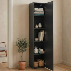 Armadio Multiuso 1 Anta Grigio Antracite 4 Ripiani Apertura Battente 40x180h cm, Un'anta - Neto