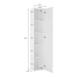 Armadio Multiuso 1 Anta Grigio Antracite 4 Ripiani Apertura Battente 40x180h cm, Un'anta - Neto