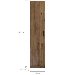 Armadio Multiuso 1 Anta Marrone Noce 3 Ripiani Un'anta 40x182h cm, 4 Vani - Canelli