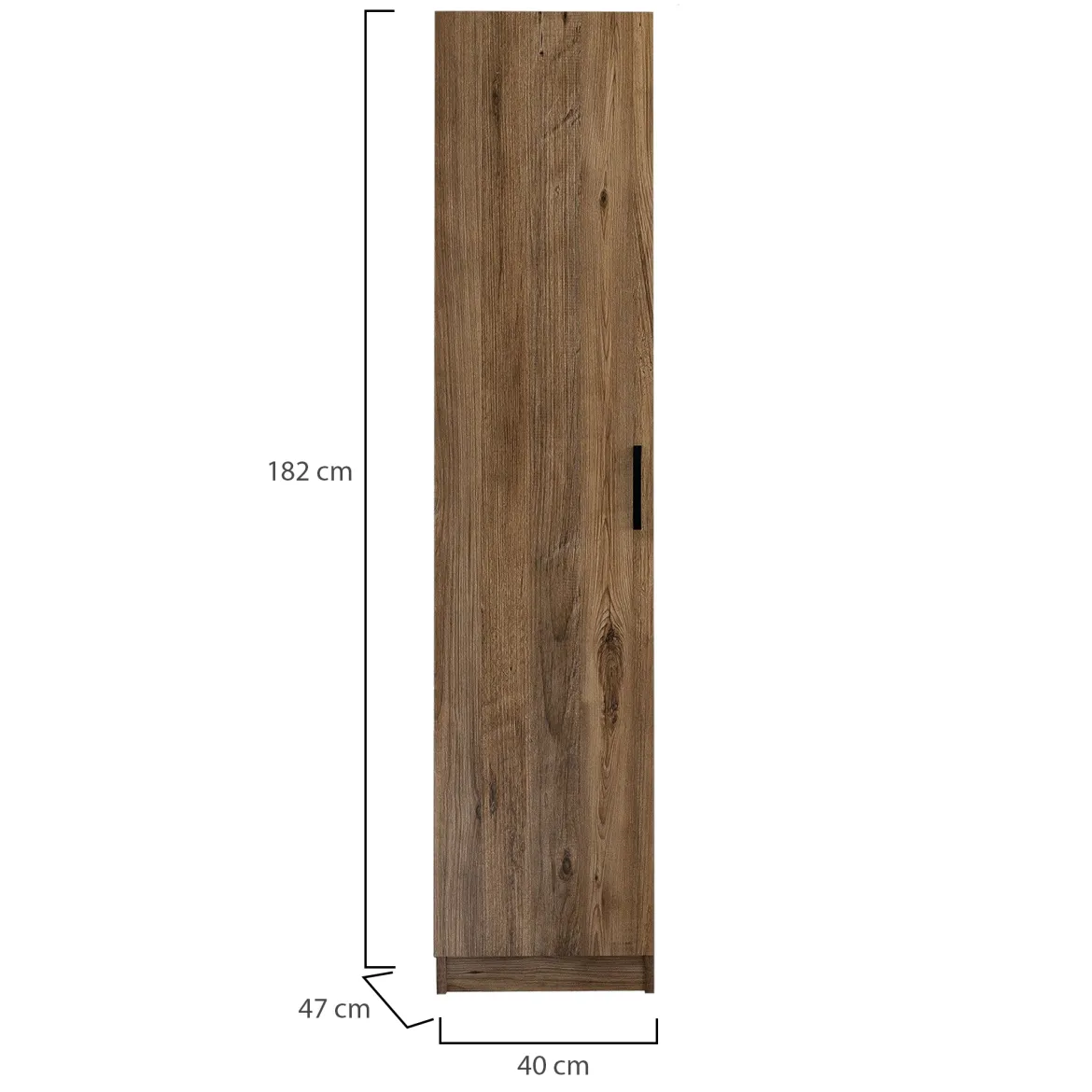 Armadio Multiuso 1 Anta Marrone Noce 3 Ripiani Un'anta 40x182h cm, 4 Vani - Canelli