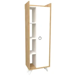 Armadio Multiuso 1 Anta Marrone Rovere 8 Ripiani Un'anta 50x140h cm, 8 Vani - Sellia
