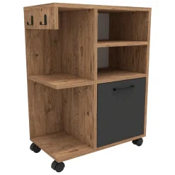 Armadio Multiuso 1 Anta Marrone Rovere Nero Antracite 5 Ripiani Un'anta 60x81h cm, 5 Vani - Fornelli