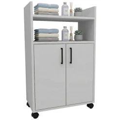 Armadio Multiuso 2 Ante Bianco 4 Ripiani 2 Ante 60x97h cm, 3 Vani - Marzi