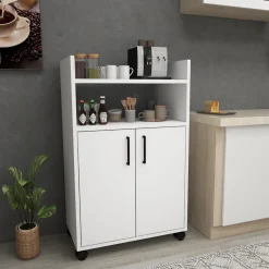 Armadio Multiuso 2 Ante Bianco 4 Ripiani 2 Ante 60x97h cm, 3 Vani - Marzi
