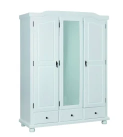 Armadio Multiuso 2 Ante Bianco 4 Ripiani 3 Cassetti 150x200h cm, Apertura Battente - Somma