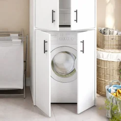 Armadio Multiuso 2 Ante Bianco Lucido 4 Ripiani Cassetti 78x115.5h cm, 5 Vani - Montale