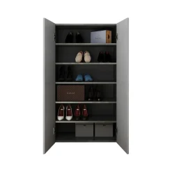 Armadio Multiuso 2 Ante Grigio Cemento 5 Ripiani Apertura Manuale 63x114h cm, 2 Ante - Floro