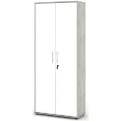 Armadio Multiuso 2 Ante Grigio Chiaro 5 Ripiani 2 Ante 45x195h cm, Gola per Apertura Ante Made in Italy - Daisuke