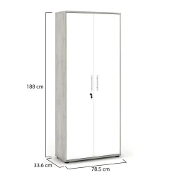 Armadio Multiuso 2 Ante Grigio Chiaro 5 Ripiani 2 Ante 45x195h cm, Gola per Apertura Ante Made in Italy - Daisuke