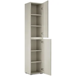 Armadio Multiuso 2 Ante Grigio Chiaro 5 Ripiani 2 Ante 45x195h cm, Gola per Apertura Ante Made in Italy - Daisuke