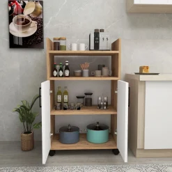 Armadio Multiuso 2 Ante Marrone Rovere 4 Ripiani 2 Ante 60x97h cm, 3 Vani - Marzi