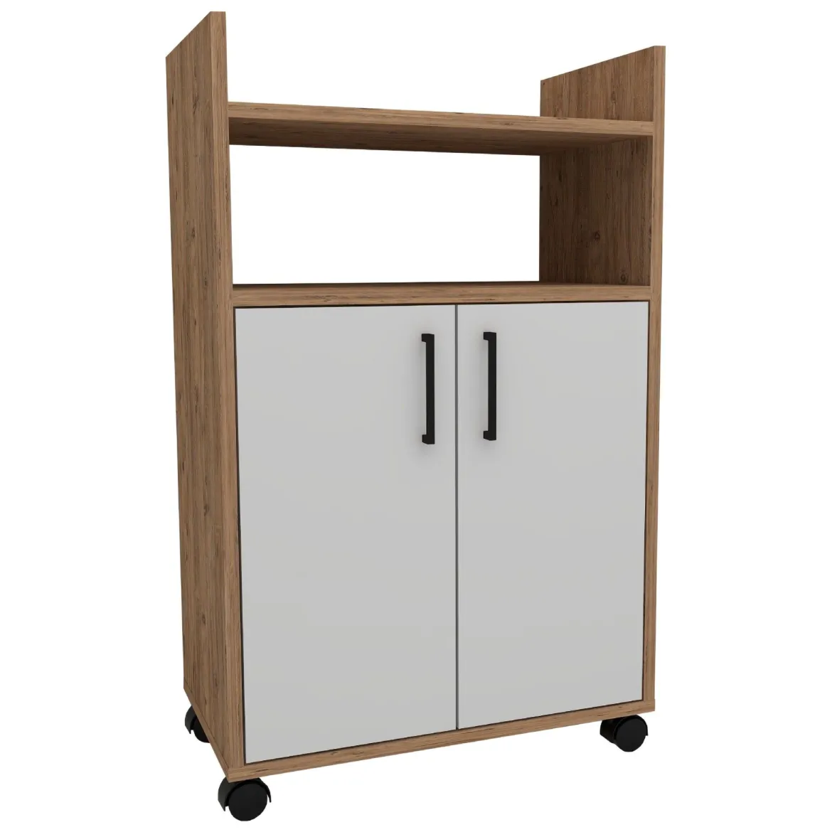 Armadio Multiuso 2 Ante Marrone Rovere 4 Ripiani 2 Ante 60x97h cm, 3 Vani - Marzi