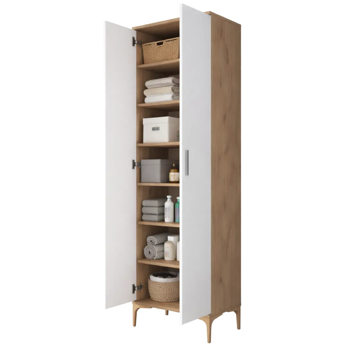 Armadio Multiuso 2 Ante Marrone Rovere 70x189h cm, 5 Ripiani - Pazzano