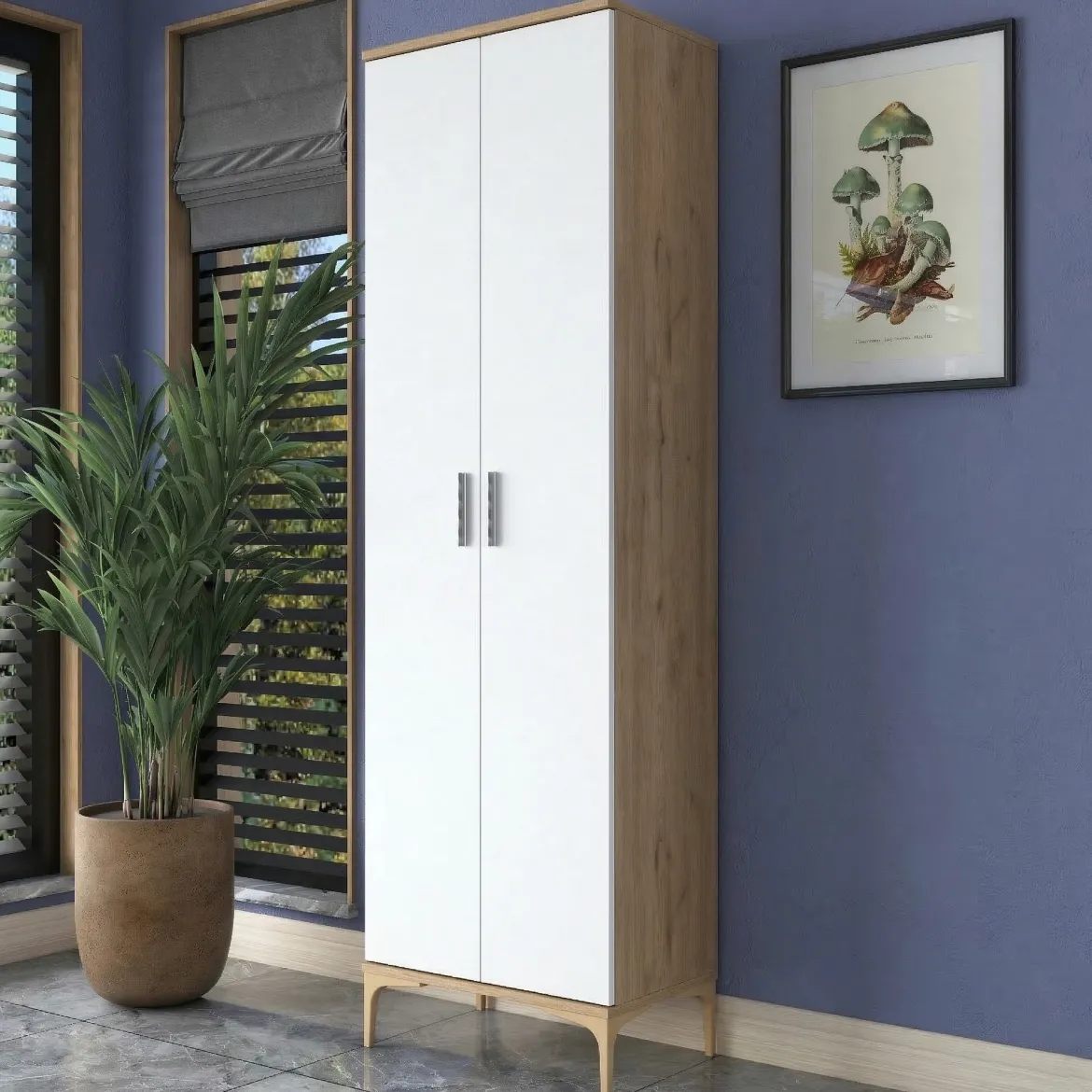Armadio Multiuso 2 Ante Marrone Rovere 70x189h cm, 5 Ripiani - Pazzano