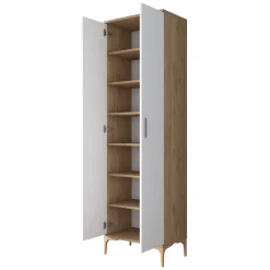 Armadio Multiuso 2 Ante Marrone Rovere 7 Ripiani 2 Ante 60x199h cm, 7 Vani - Garbagna