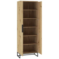 Armadio Multiuso 2 Ante Marrone Rovere Nodi 5 Ripiani 2 Ante 68x197h cm, 6 Vani - Casazza