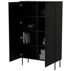 Armadio multiuso 2 ante Sedilo, 100x39 h166 cm, Nero
