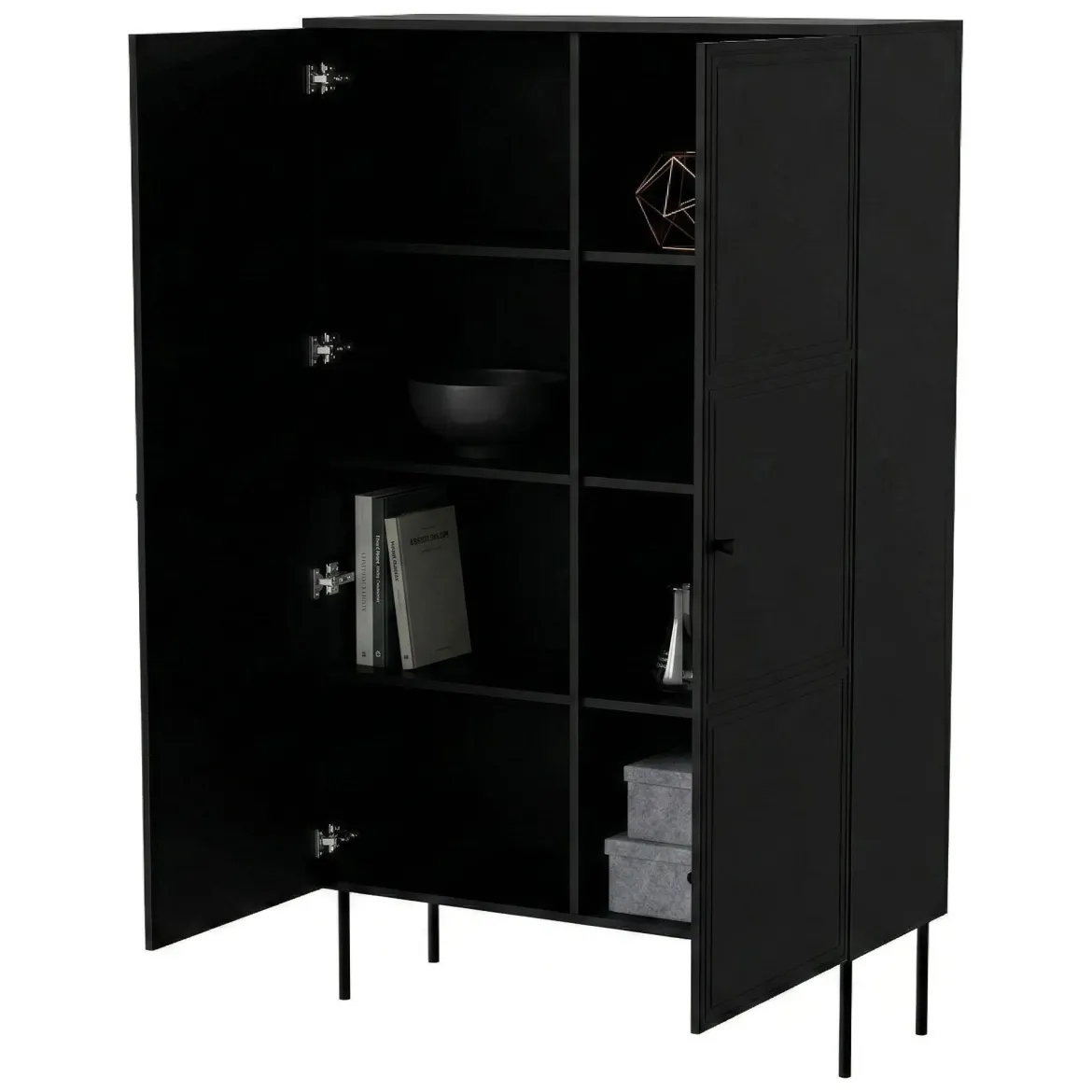 Armadio multiuso 2 ante Sedilo, 100x39 h166 cm, Nero
