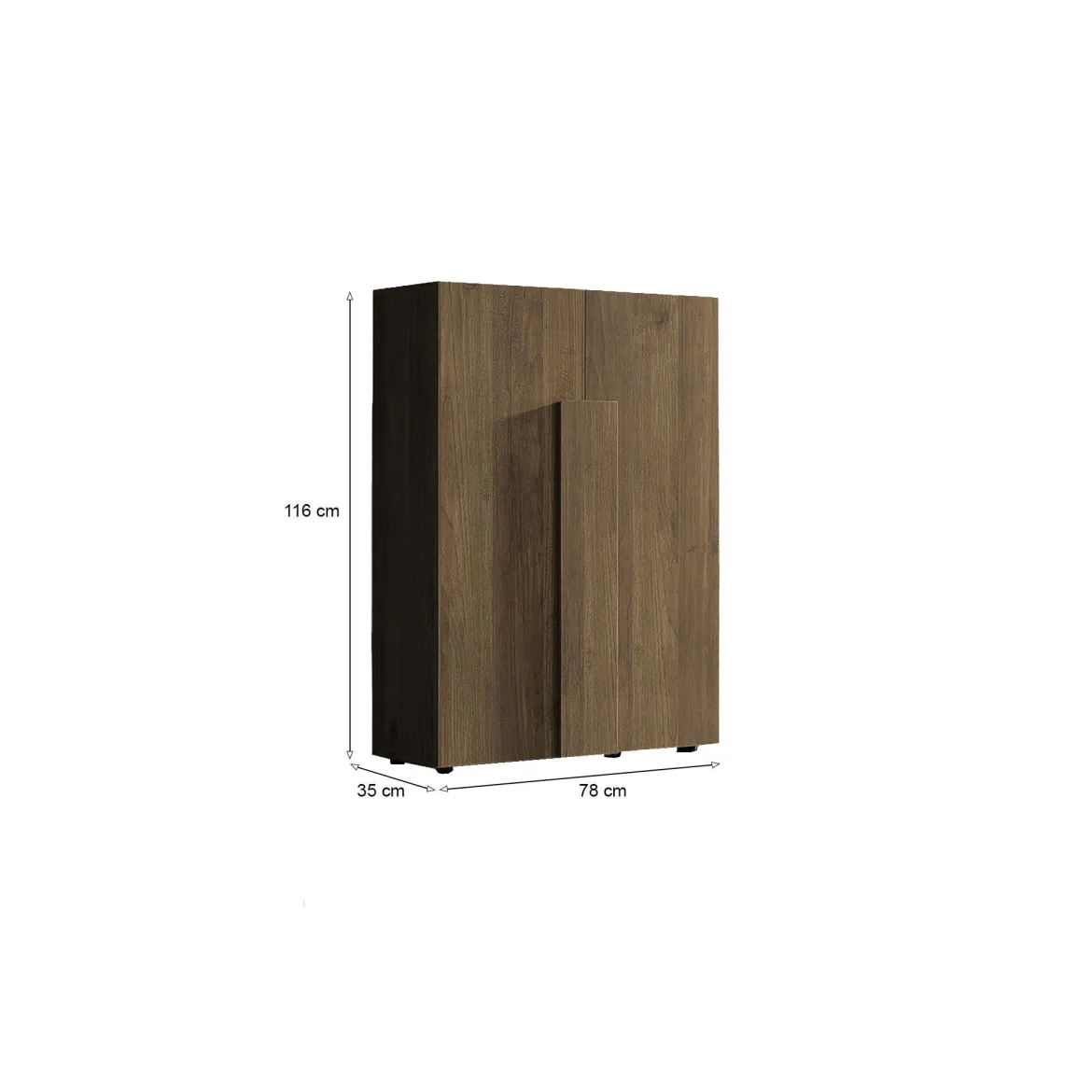 Armadio noce ante battenti 78x116h cm - Harvey