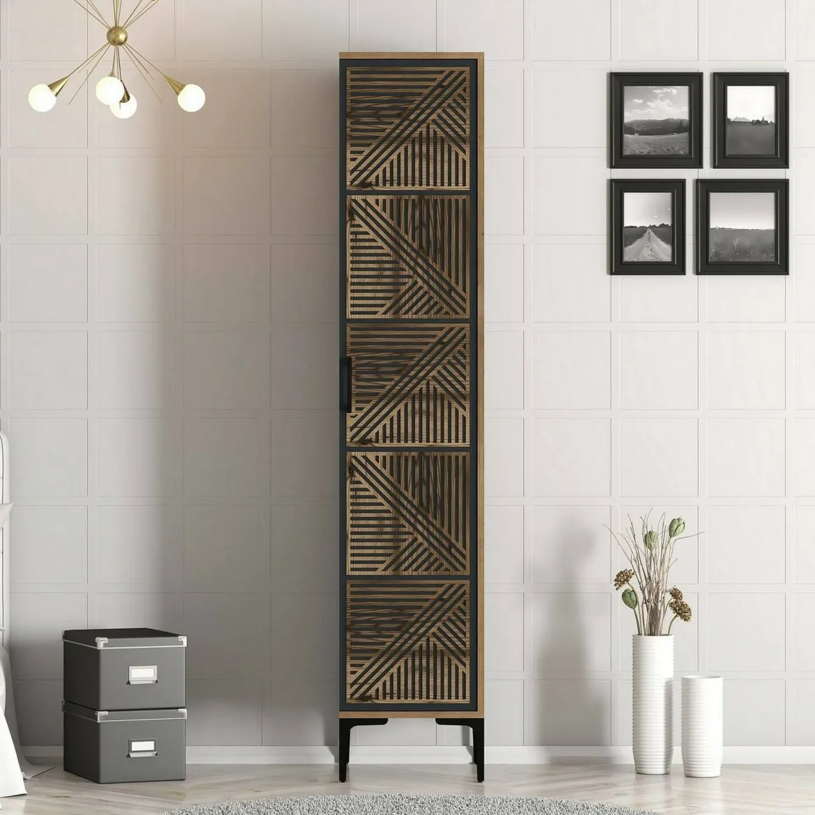 Armadio noce e antracite 1 anta 47x201h cm - Giusta
