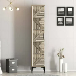 Armadio noce e bianco 1 anta 47x201h cm - Giusta