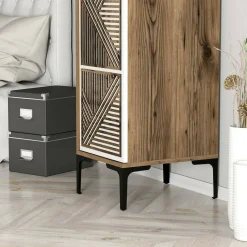 Armadio noce e bianco 1 anta 47x201h cm - Giusta