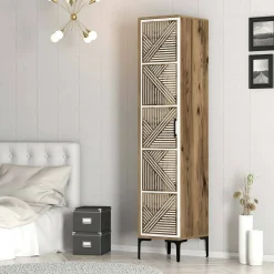 Armadio noce e bianco 1 anta 47x201h cm - Giusta
