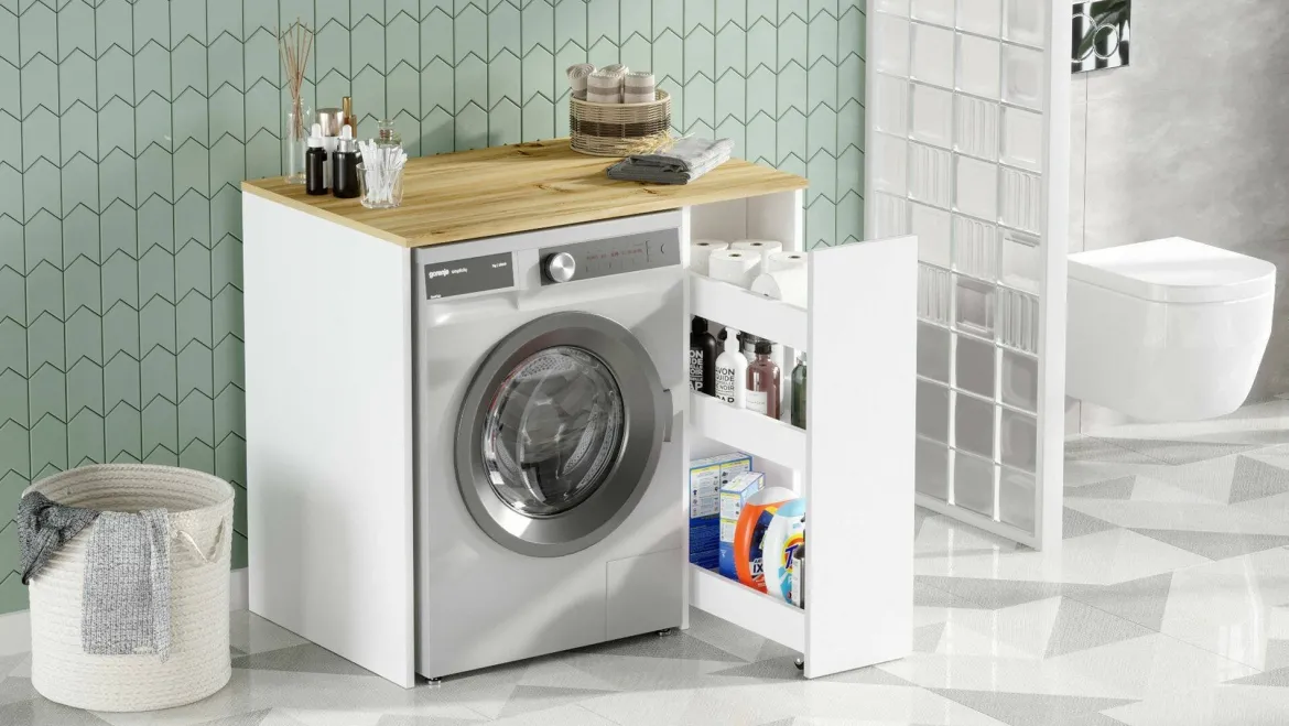Armadio noce e bianco mobile lavatrice 93x88h cm - Axel