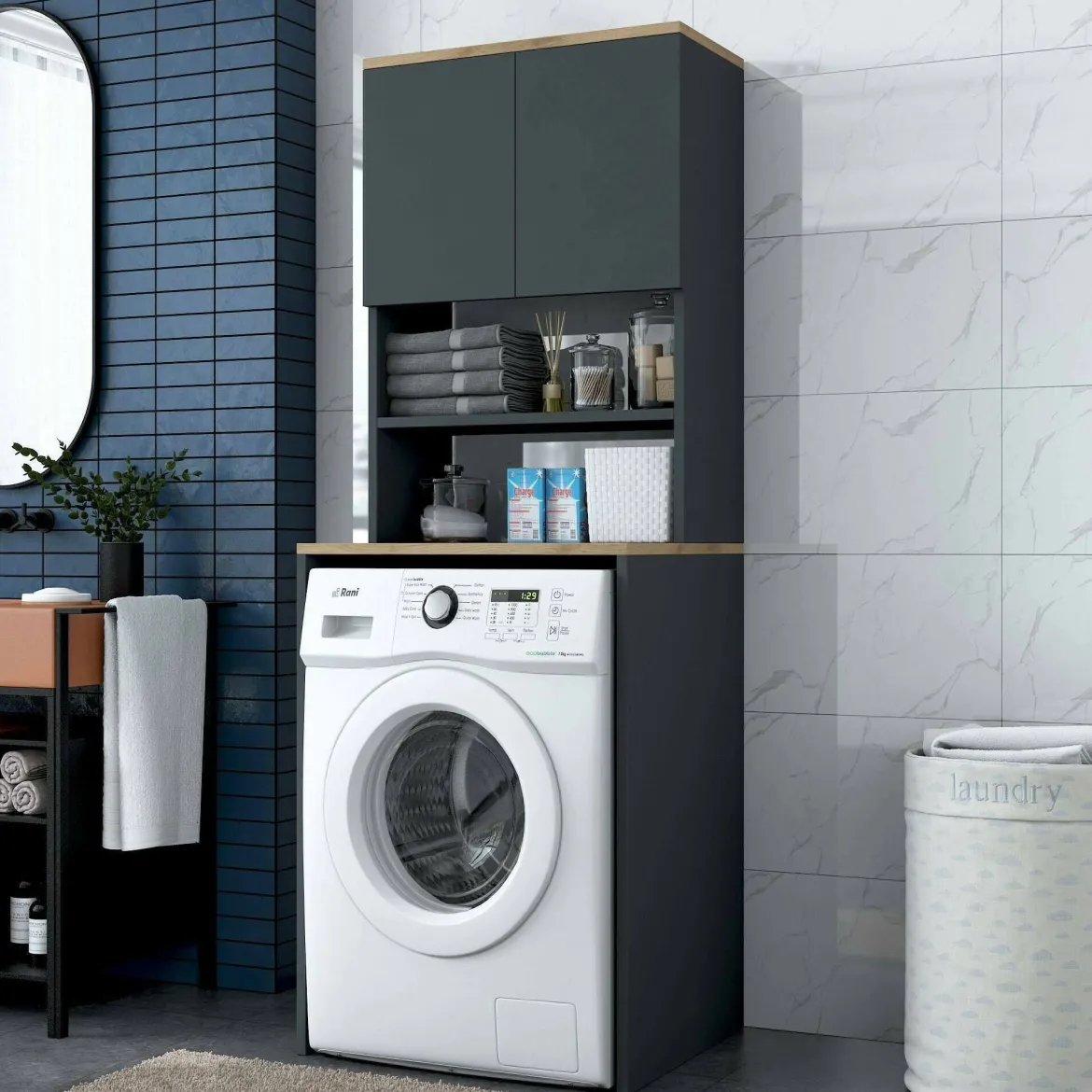 Armadio noce e nero multiuso 65x183h cm - Fiamma