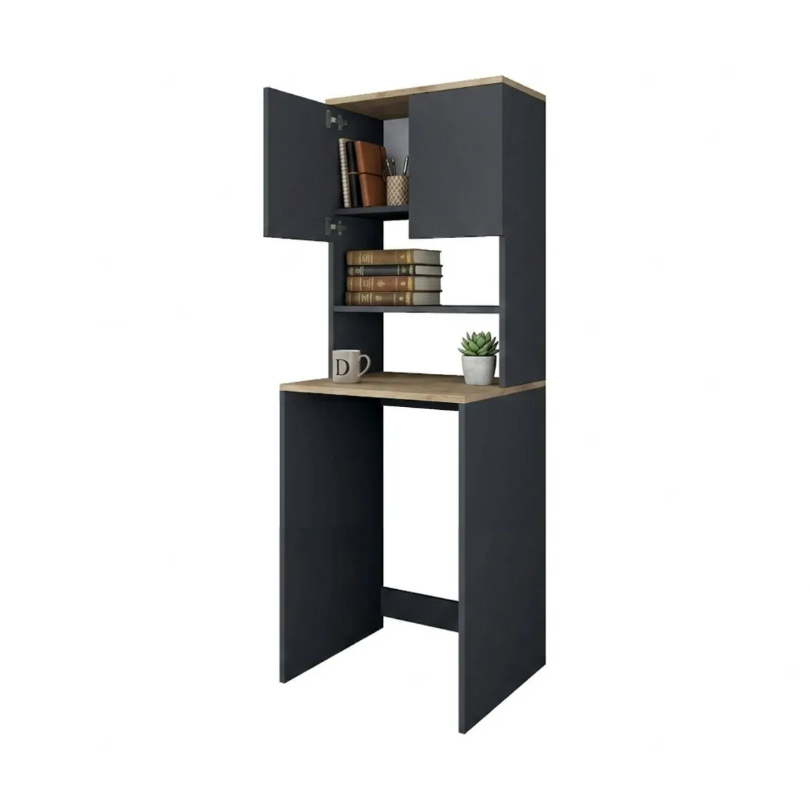 Armadio noce e nero multiuso 65x183h cm - Fiamma