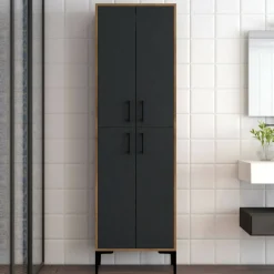 Armadio noce e nero salvaspazio 60x200h cm - Amata