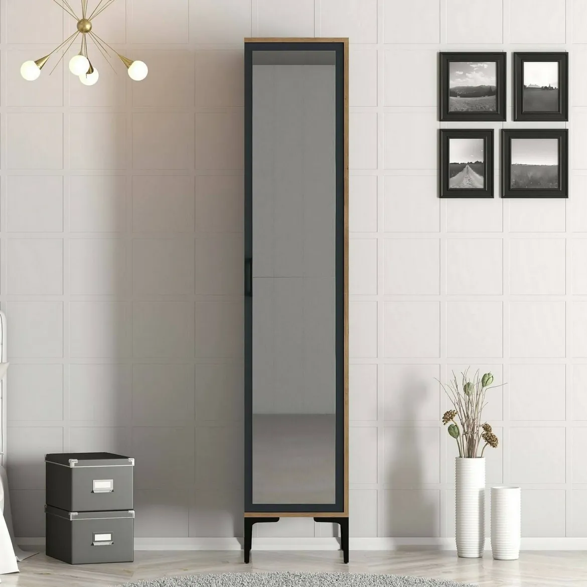 Armadio noce e nero slim 40x201h cm - Asfodelo