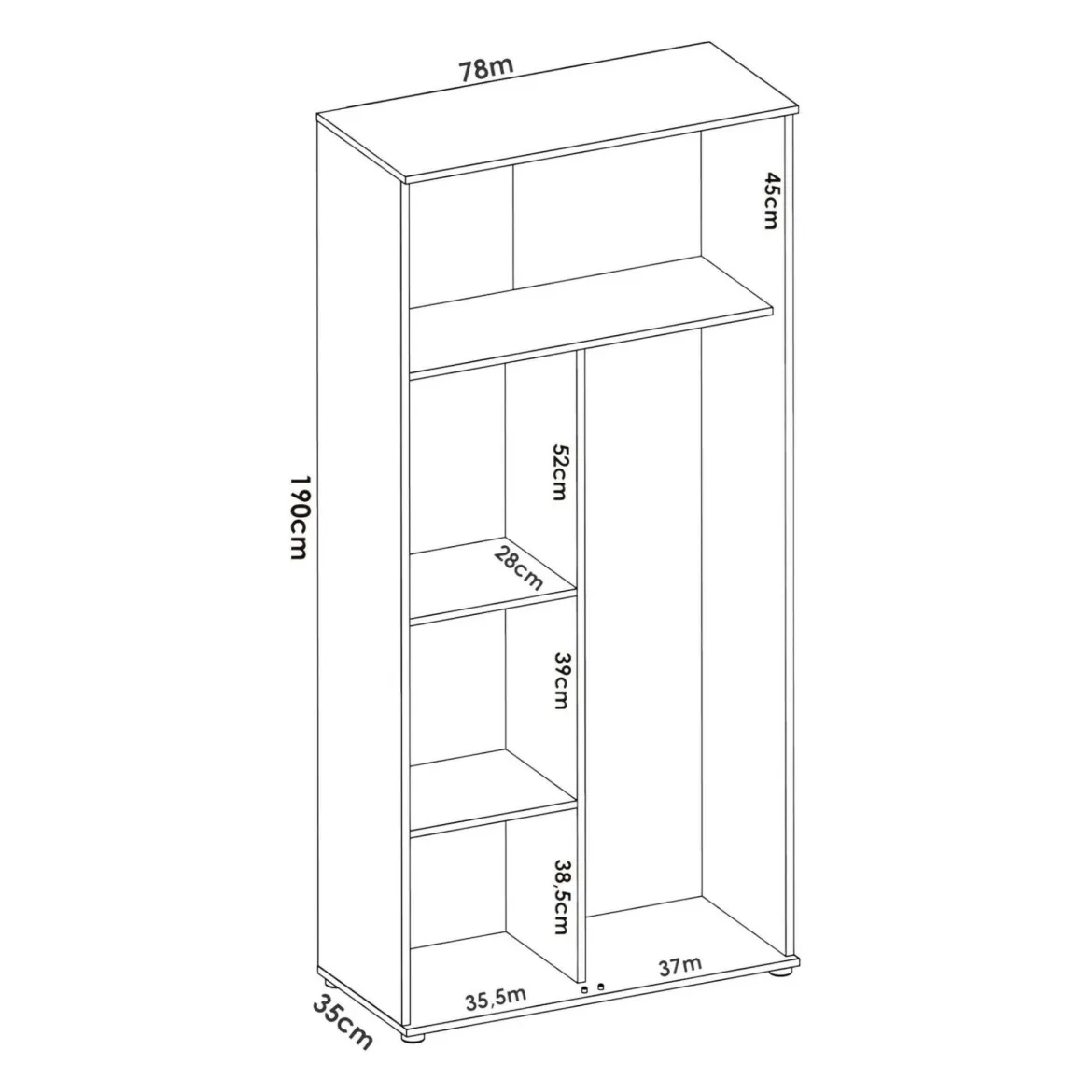 Armadio rovere 2 ante 78x190h cm - Arna