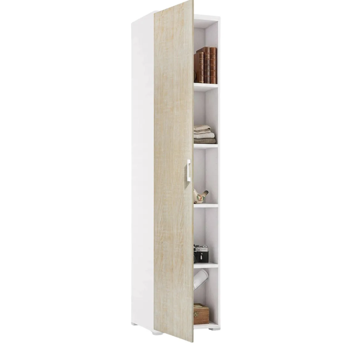 Armadio rovere e bianco stretto 45x195h cm - Aloise