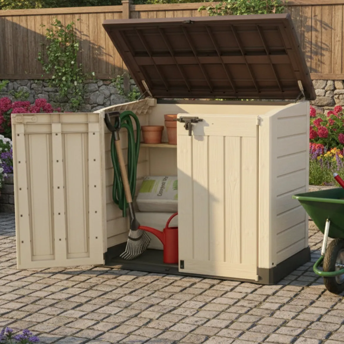 Armadio terrazzo 2 ante beige 146x120h cm - Hinton