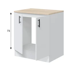 Base sottolavello 2 ante 80x90h cm bianco e rovere - Nolia