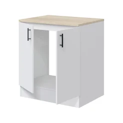 Base sottolavello 2 ante 80x90h cm bianco e rovere - Nolia