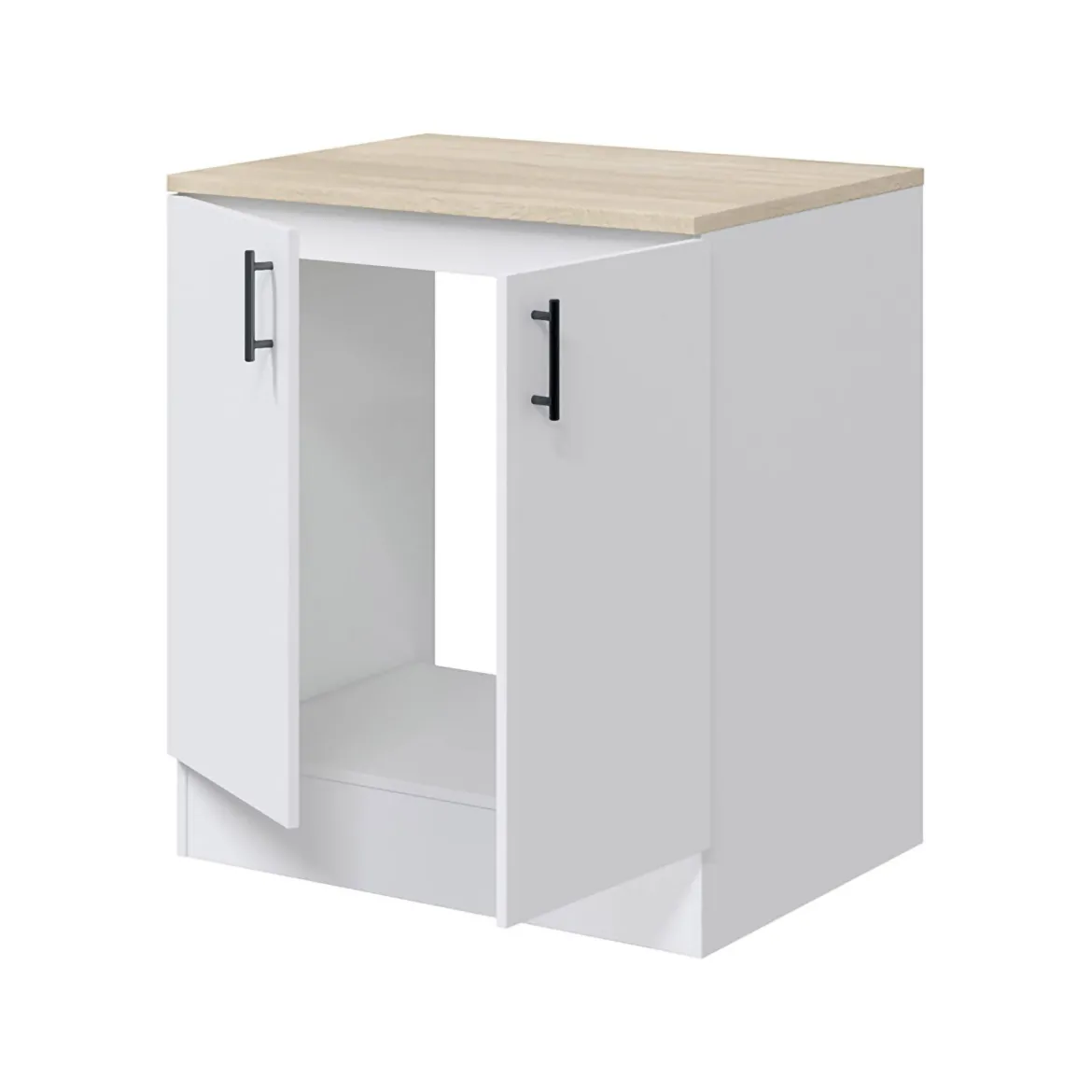 Base sottolavello 2 ante 80x90h cm bianco e rovere - Nolia