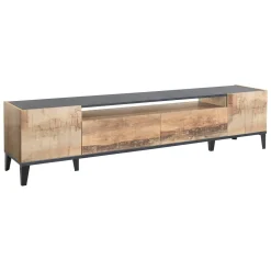Base TV acero e ardesia 200x40x47h cm 2 ante e 2 cassetti - Abina