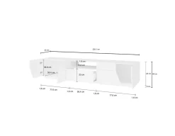Base TV acero e ardesia 260x43x46h cm 4 ante e 2 cassetti - Asdrubale