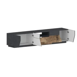 Base TV acero e ardesia 260x43x46h cm 4 ante e 2 cassetti - Asdrubale